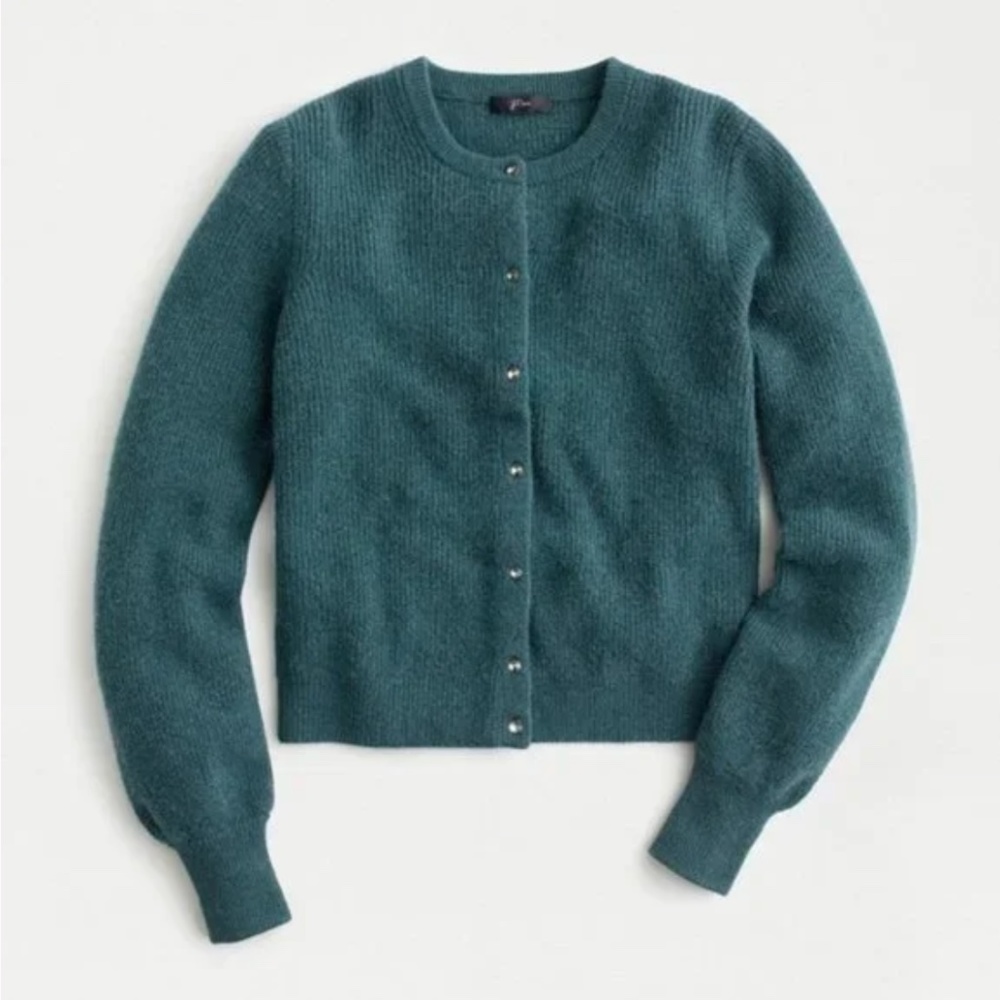 J Crew Wool Ribbed Cardigan with Jewel Buttons Women's XS
